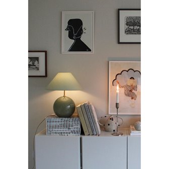 Szklana lampa stołowa kula Iris zielona z abażurem